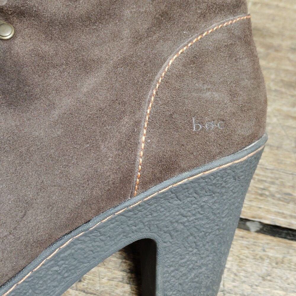 BORN BOC Women's Sz 11 Boots Brown Suede Block Heel Lace Up Platform Shoes READ - Picture 2 of 16